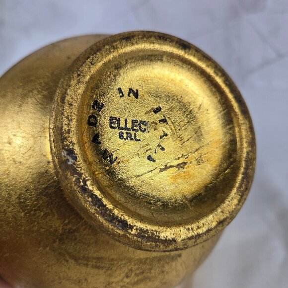 Ellec BRL Handmade Pottery Bowl Distressed Gold Glaze Made in Italy Vintage - Picture 7 of 10